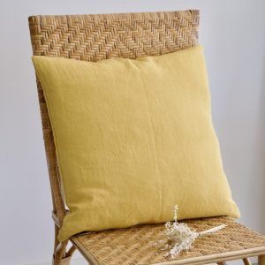 Funda cojín lino amarillo 45X45cm