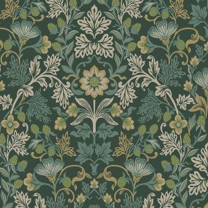 papel-pintado-floral-vintage-verde