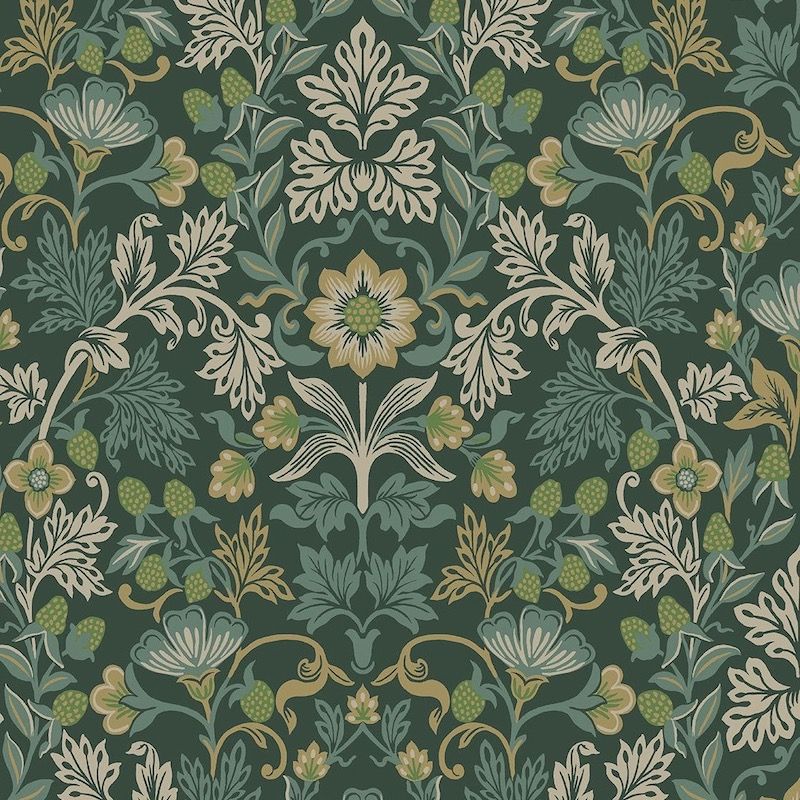 papel-pintado-floral-vintage-verde