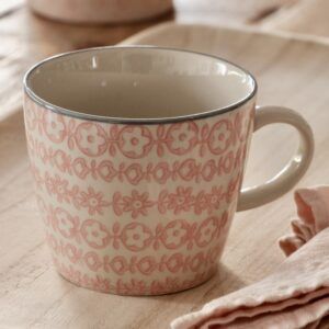 Taza Estampada Flores Rojas