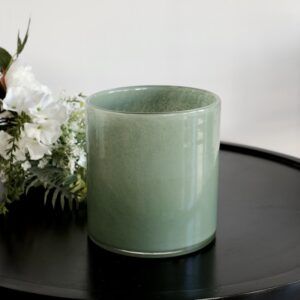 Jarrón cilíndrico verde agua