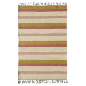 Kilim yute rayas rosa, mostaza y beis