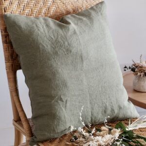 Funda cojín lino verde grisáceo 45X45cm