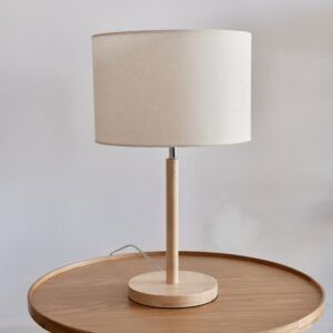 Lámpara de mesa madera roble y lino