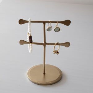Colgador joyas doble metal dorado 12,5cm